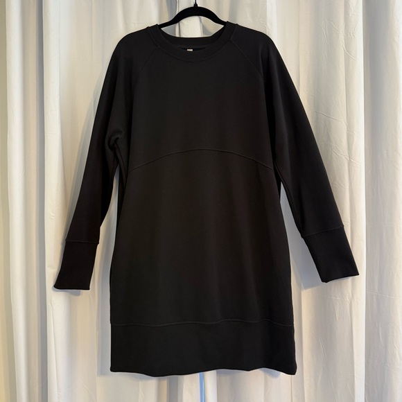 Athleta Bounce Back Sweatshirt Dress Black Long Sleeve Casual XL - Picture 4 of 15